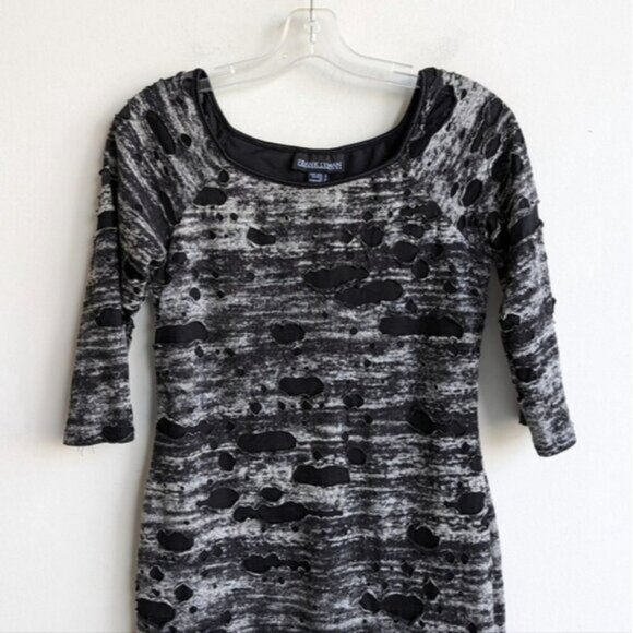Frank Lyman rocker grunge distressed 3/4 sleeve sheath dress - Picture 2 of 5